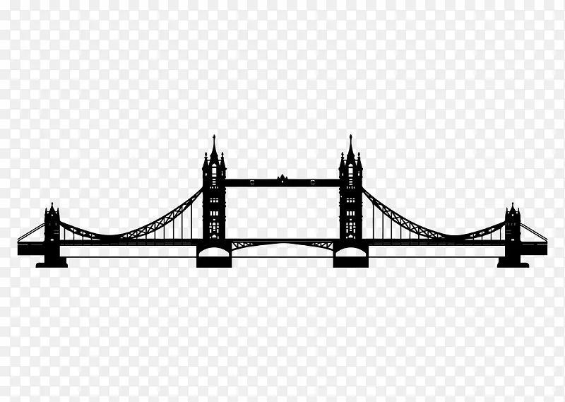 黑白矢量伦敦塔桥