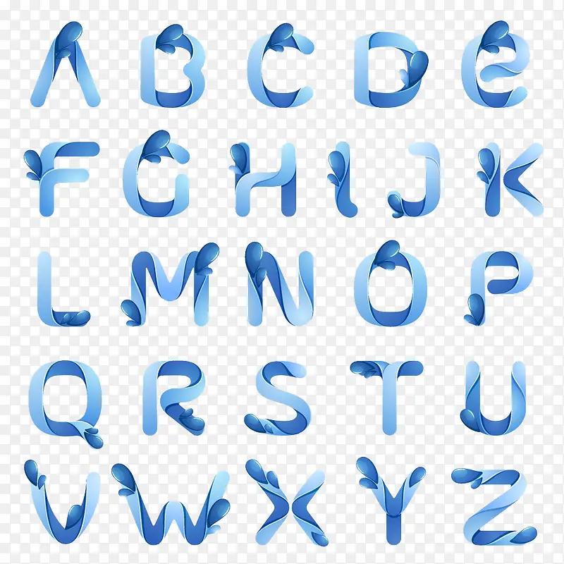 蓝色水纹字母字体