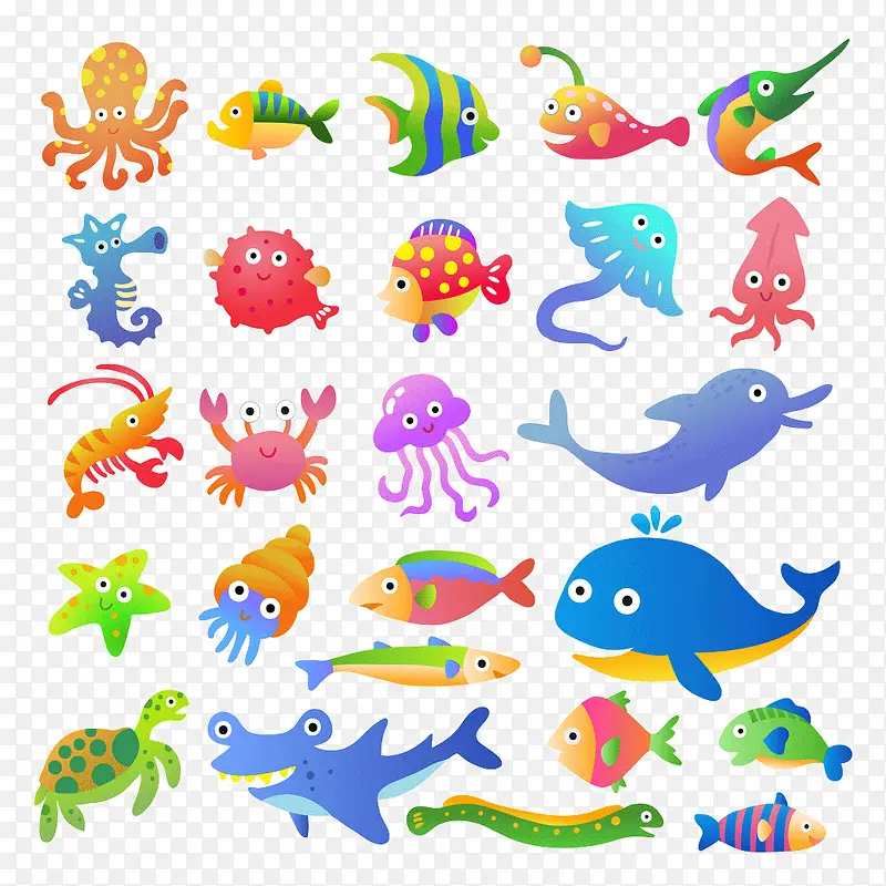 各类卡通海洋动物