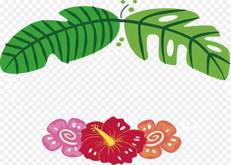 卡通树叶花朵标题框