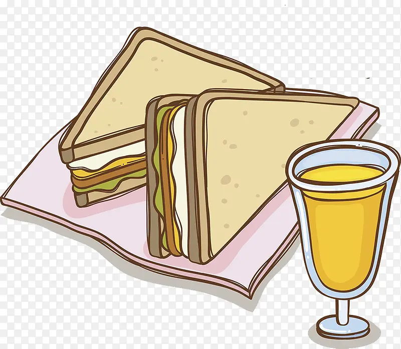 果汁和三明治插画