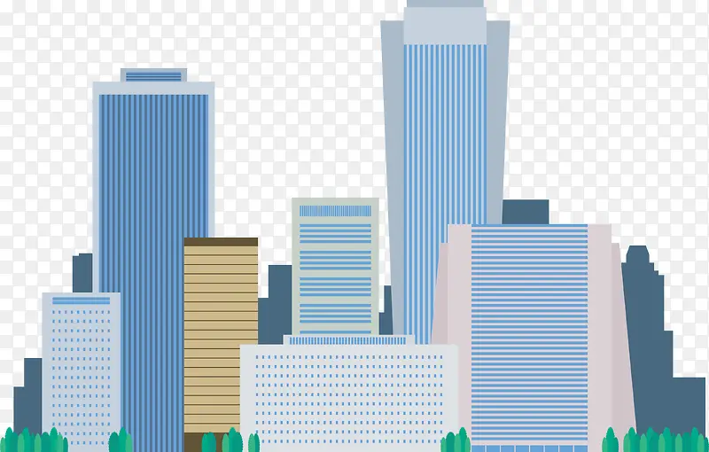 扁平化卡通城市楼房背景图