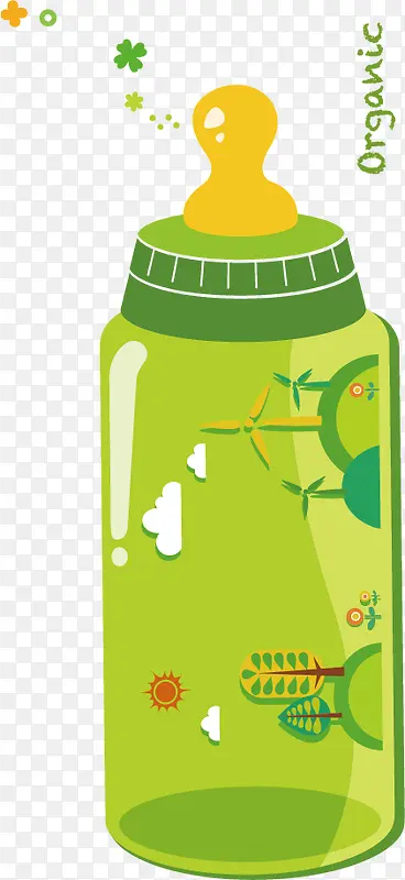 绿色奶瓶矢量图