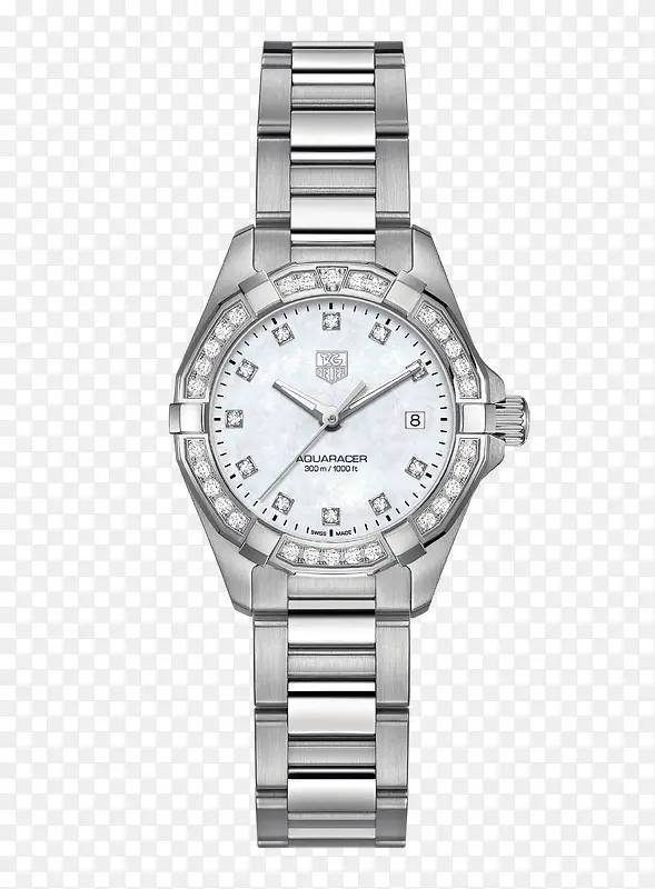 泰格豪雅腕表手表银色镶钻女表