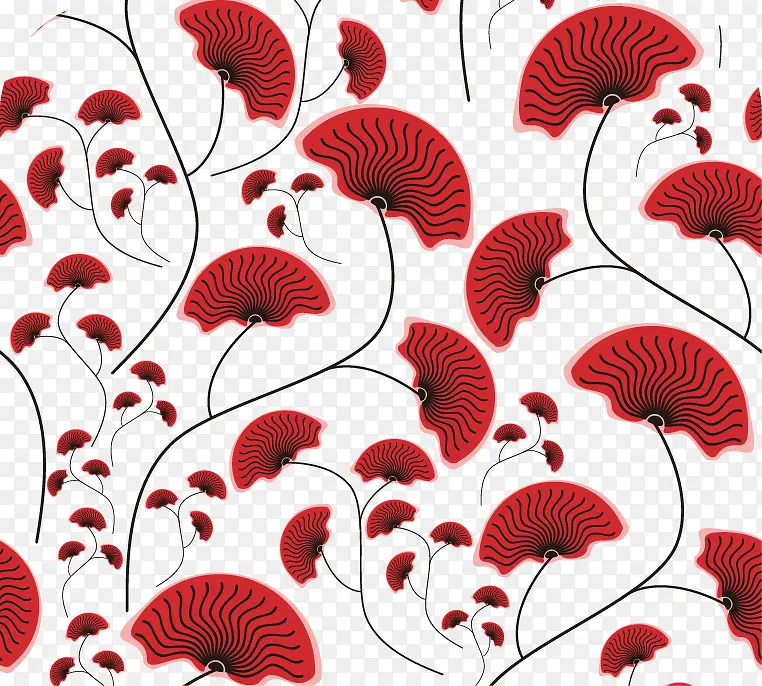 抽象红色扇形花朵图案