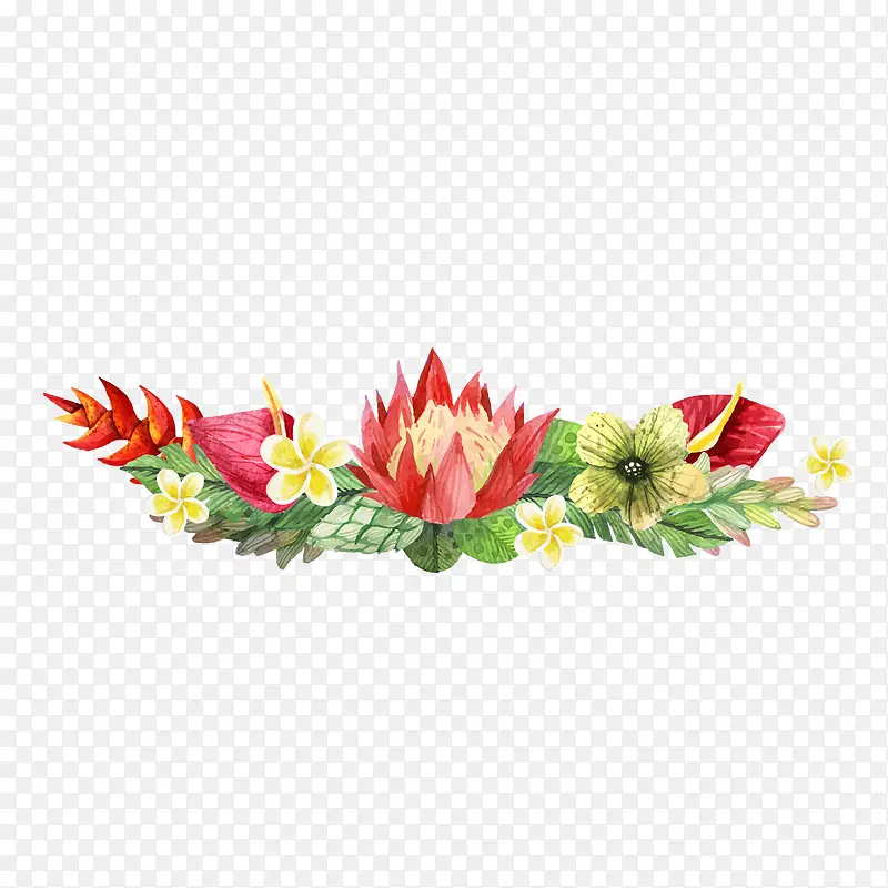 手绘鲜花植物矢量图
