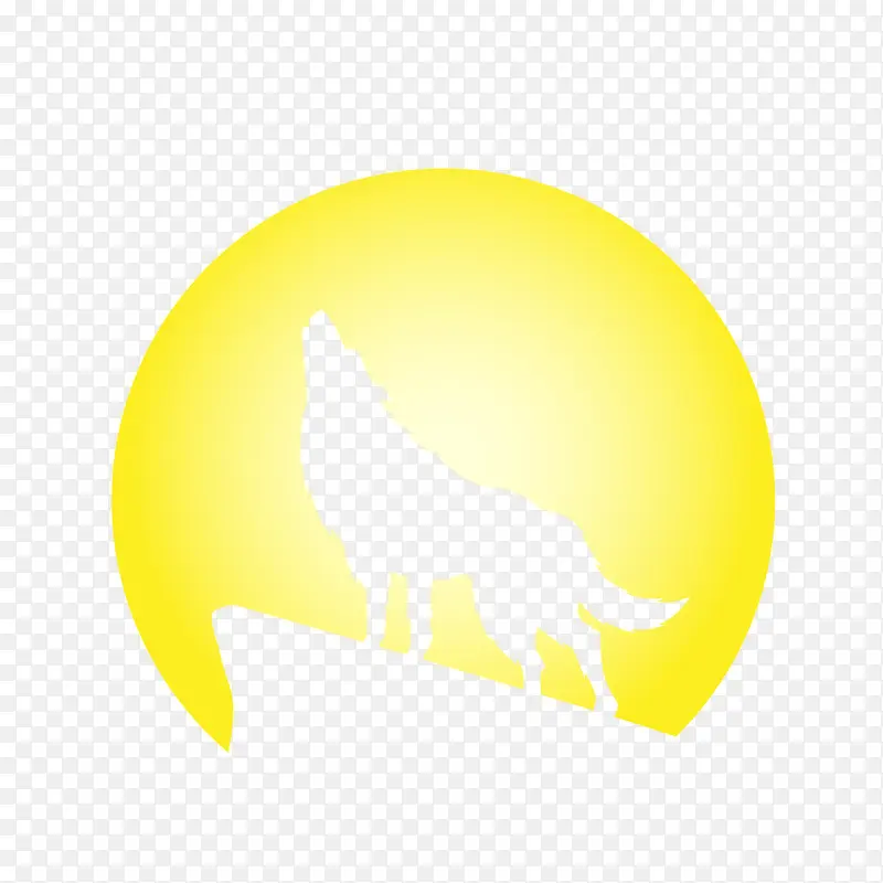 黄色狼嚎圆形标签