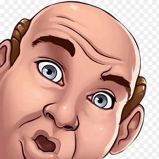 秃顶的歪着头的吃惊男人