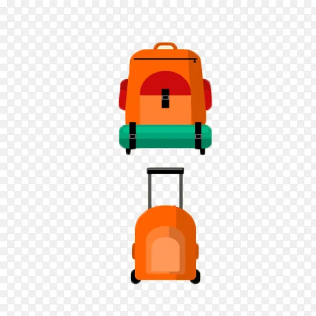 橘色卡通简约平面行李箱包