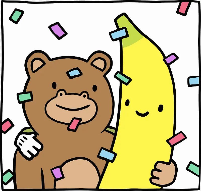 熊和香蕉卡通素材