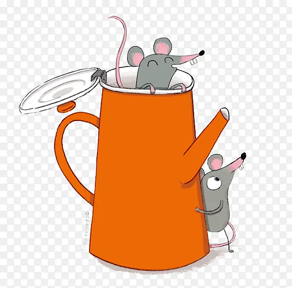 手绘偷喝奶茶的老鼠