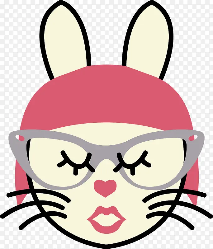 卡通戴眼镜小兔设计