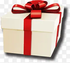 白色的礼物形状盒子红色蝴蝶结