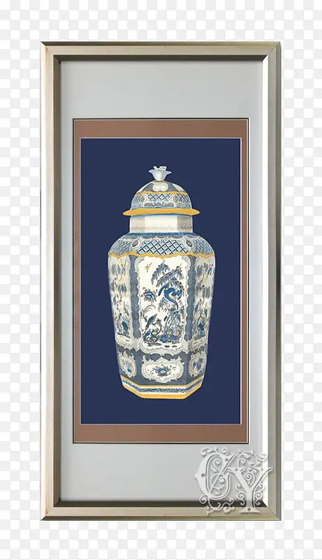 中式青花瓷瓷瓶壁画