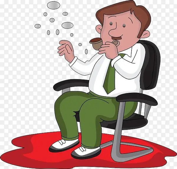 商务人士坐在椅子上吸烟卡通手绘