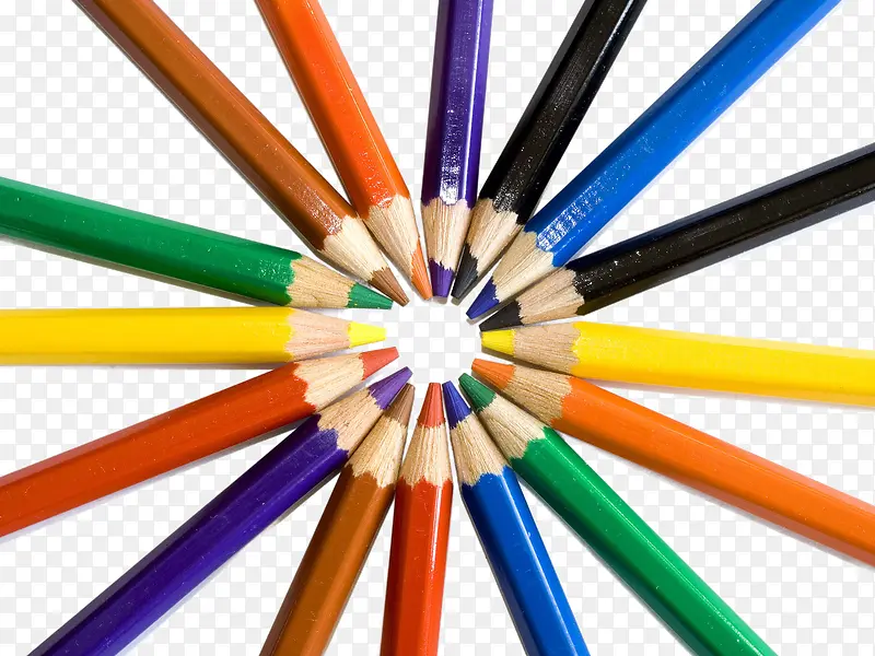围成一圈的彩色铅笔