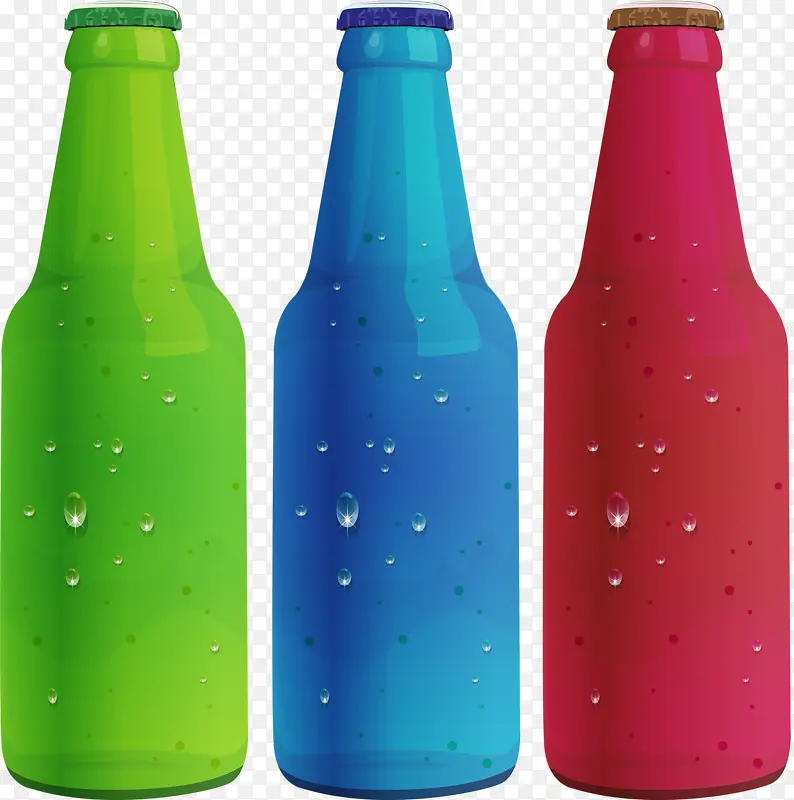 三瓶不同颜色饮料