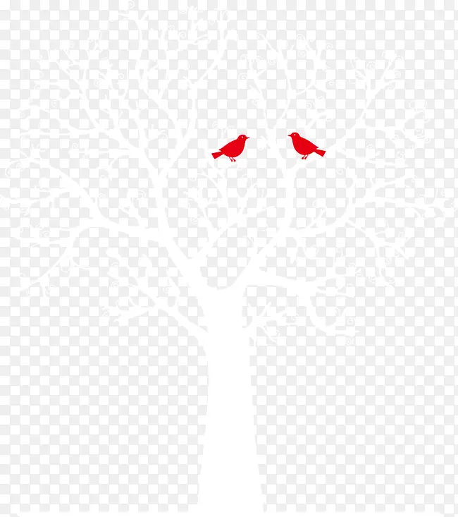 矢量树上的一对红色喜鹊