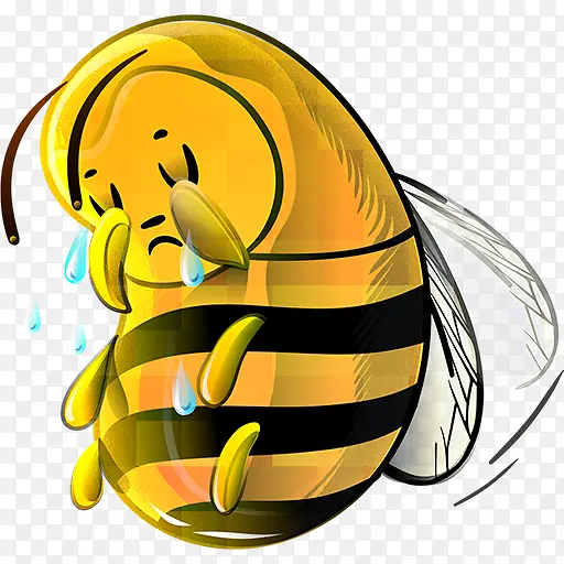 手绘黄色蜜蜂哭泣