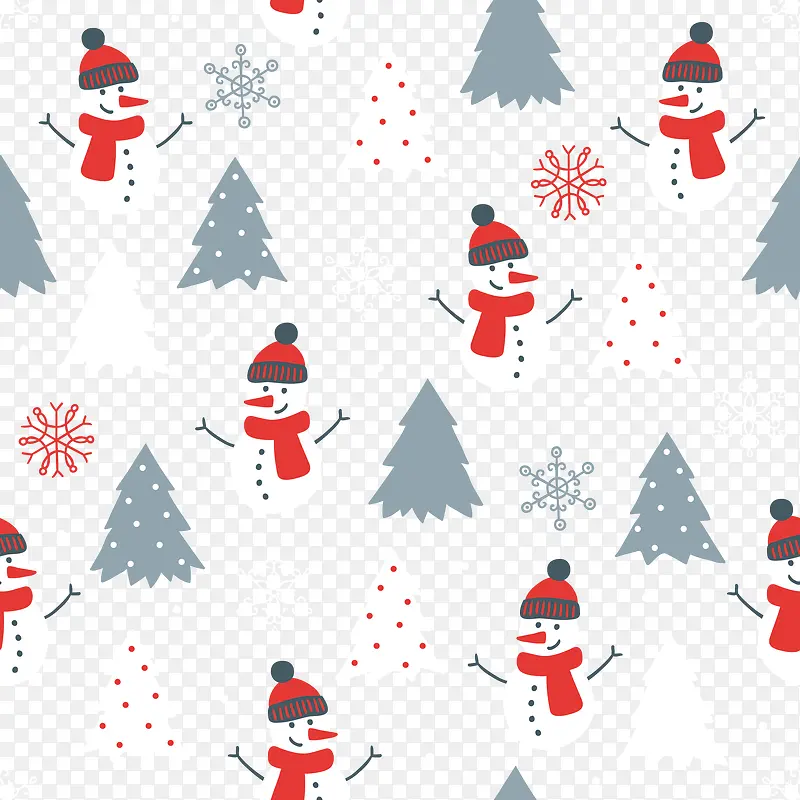 矢量松树和雪人全屏底纹背景