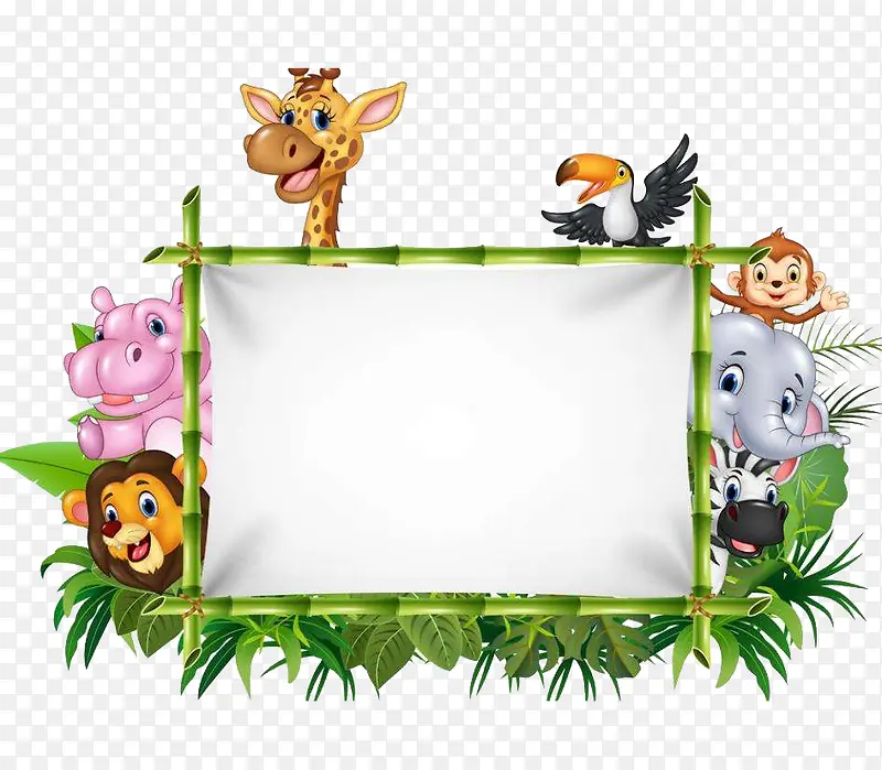 卡通手绘动物与植物