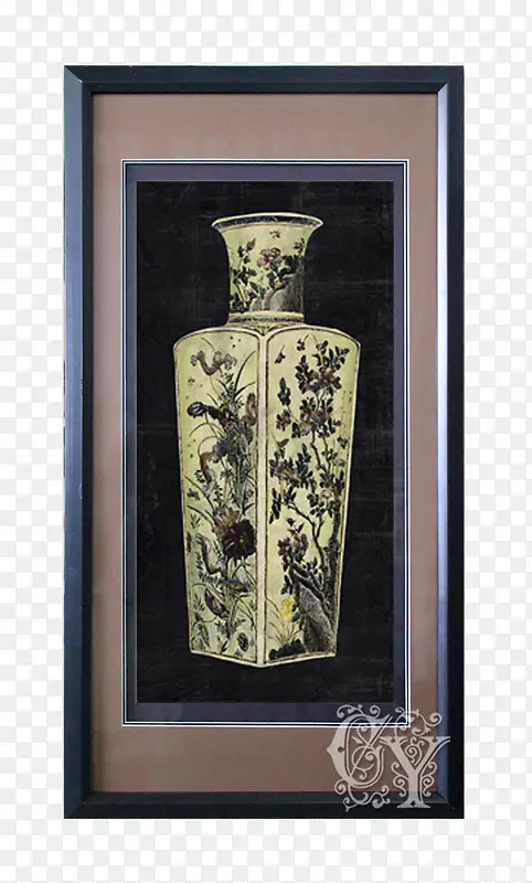 中式花纹瓷瓶壁画