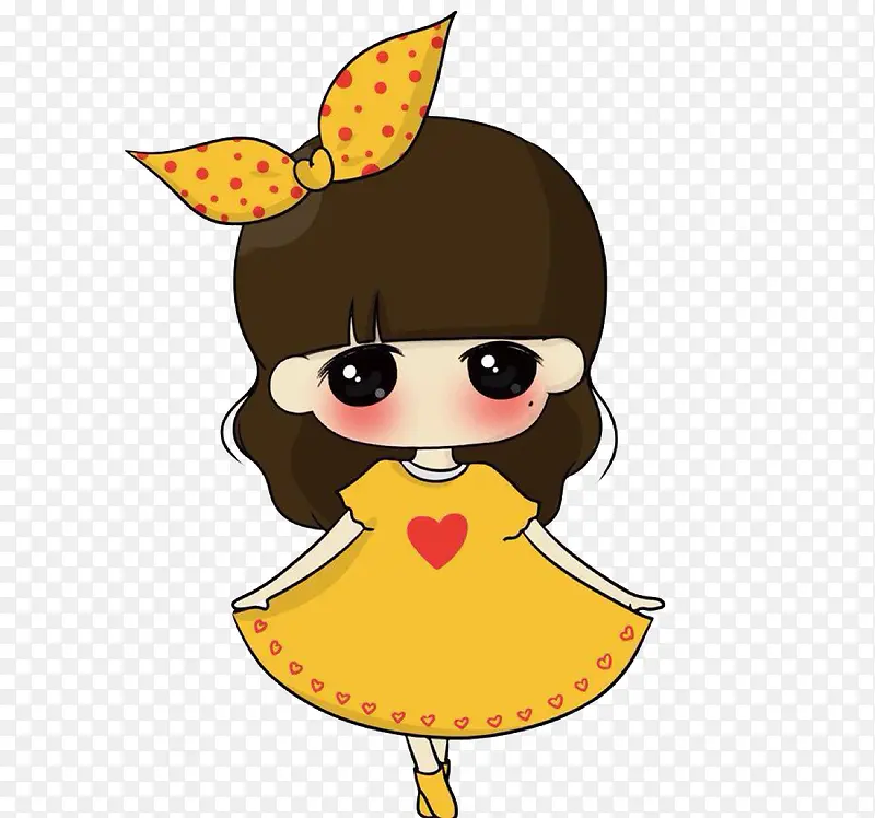 穿着黄色长裙的可爱小女孩
