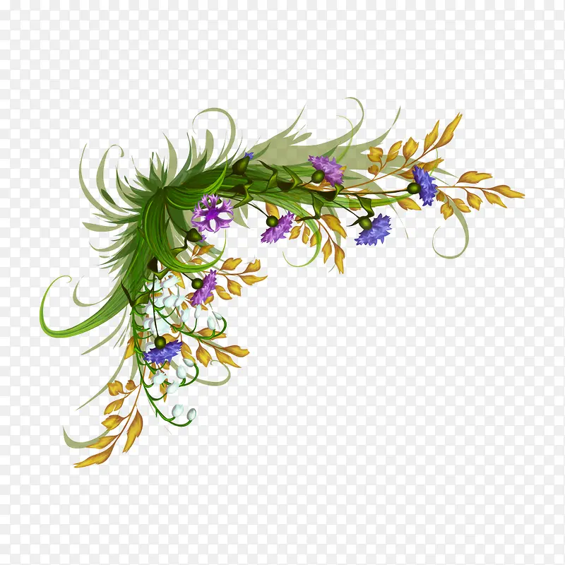 手绘紫色小花