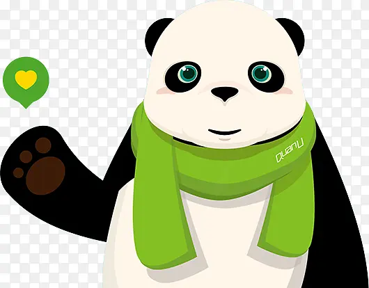 戴着围巾的清新风格的卡通熊猫