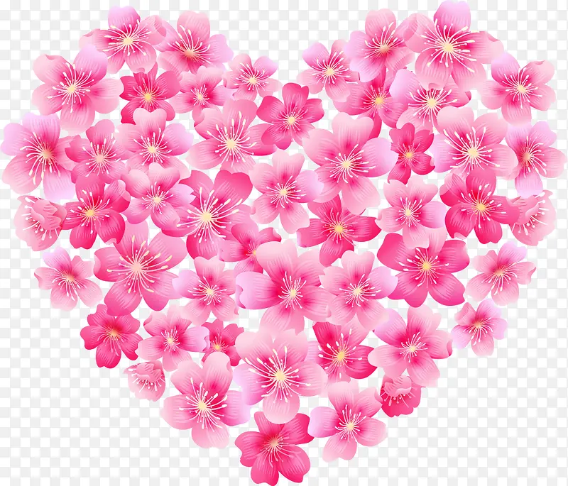 唯美粉色花朵心形边框