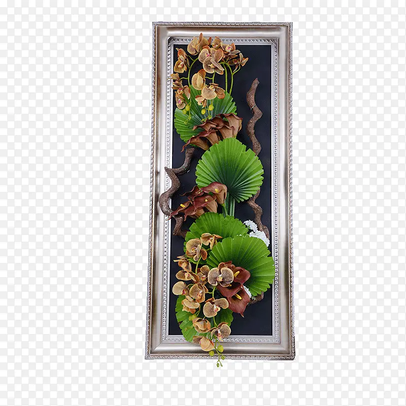 墙上立体花框植物挂饰时尚实木绢