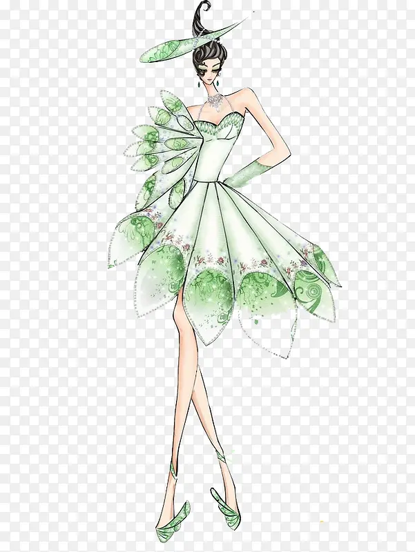 绿色花朵服装设计