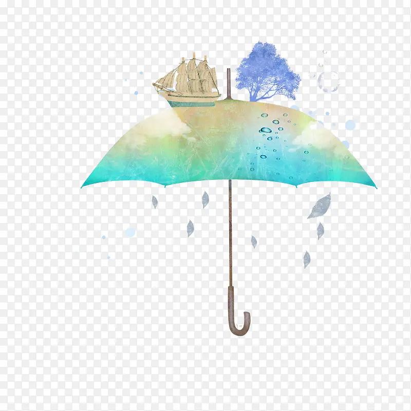 水彩晕染风格装饰插图雨伞插画