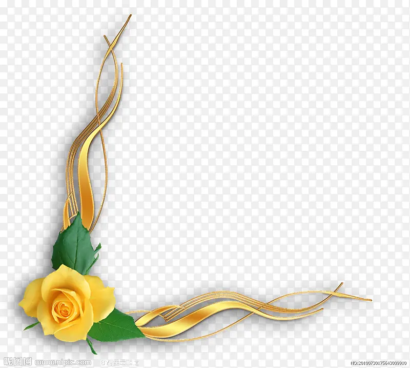 黄色玫瑰花漂浮角边框