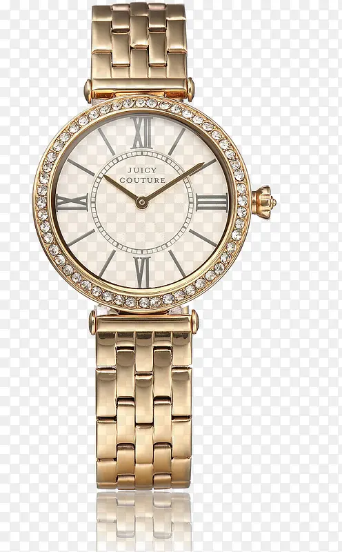 玫瑰金不锈钢表带手表  镶钻手表