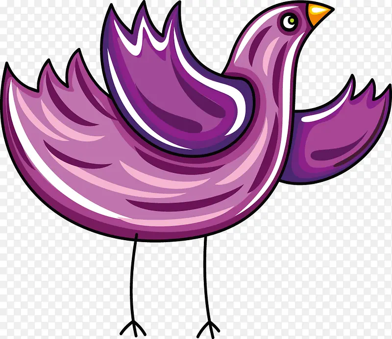 手绘紫色小鸡卡通素材