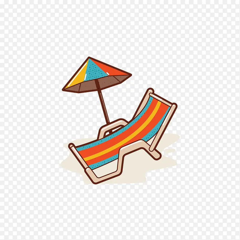 遮阳伞和沙滩躺椅