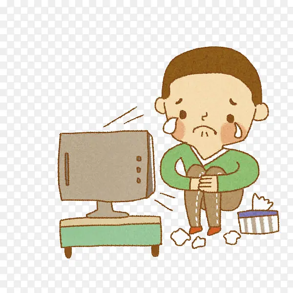 看电视的男孩