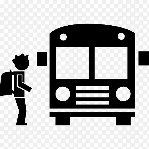 学生乘公共汽车旅行图标