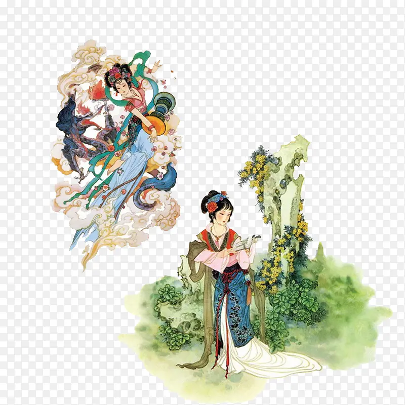 手绘美女素材