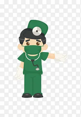 绿色衣服男护士舒适
