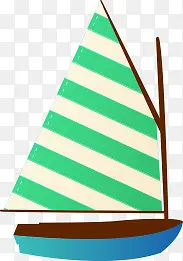 绿色条纹蓝色船身帆船