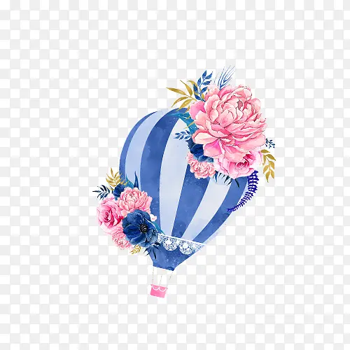 创意合成水彩蓝色的花卉气球效果