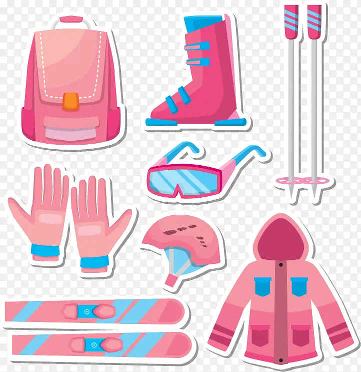 粉色滑雪装
