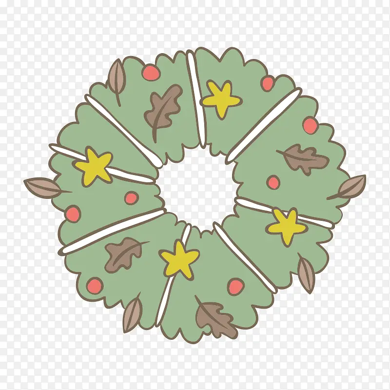 绿色手绘的圣诞圆环