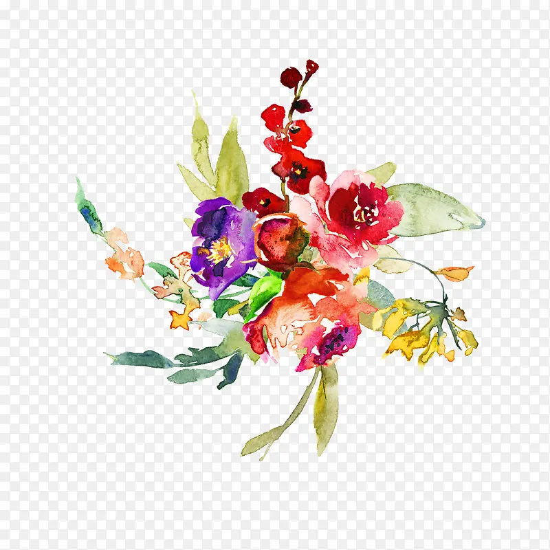 手绘水彩植物花卉装饰