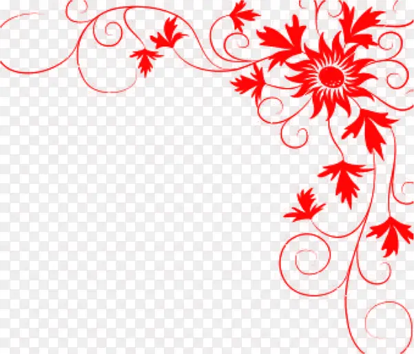 创意手绘合成红色的花卉图案