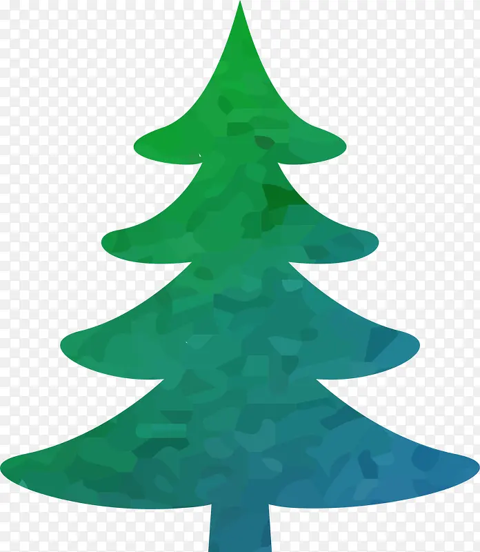 绿色水彩圣诞树