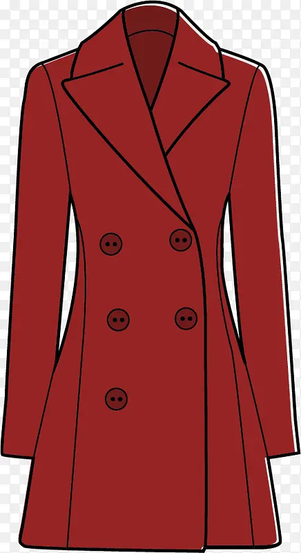 红色双排扣大衣衣