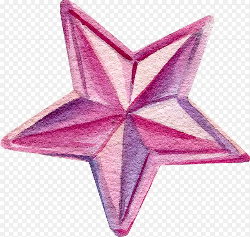 水彩手绘五角星装饰